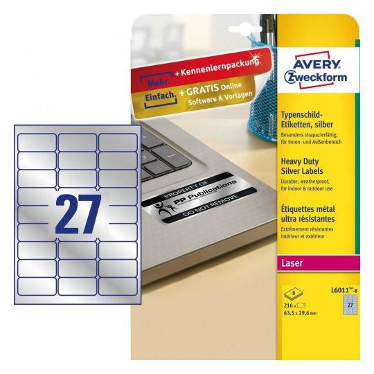 Avery L6011-8 Printer Label Silver L6011-8
