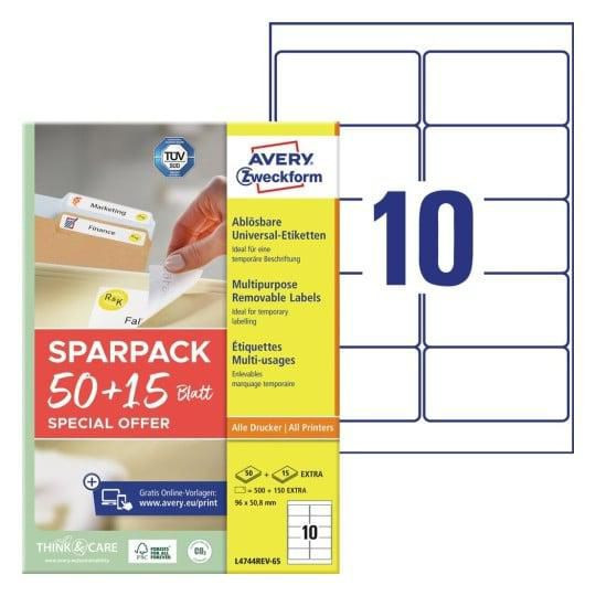 Avery L4744REV-65 Printer Label White L4744REV-65