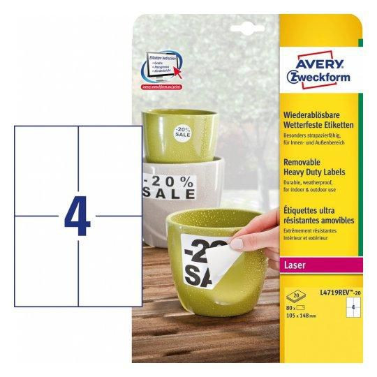 Avery L4719REV-20 Printer Label White L4719REV-20