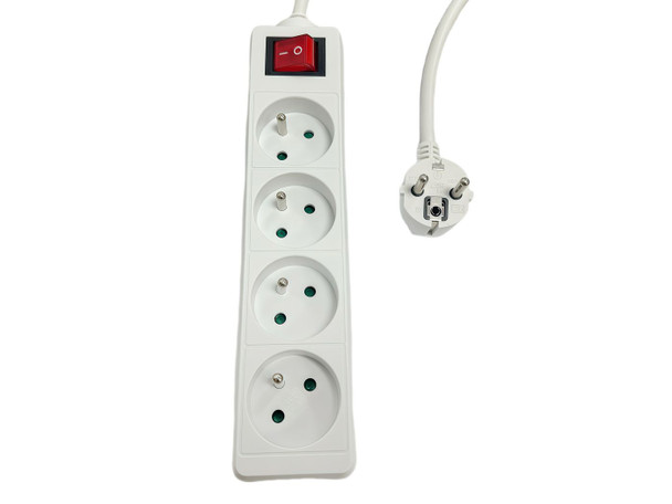 MicroConnect MC-PSOO040150FRW 4-way Power Strip on/off MC-PSOO040150FRW