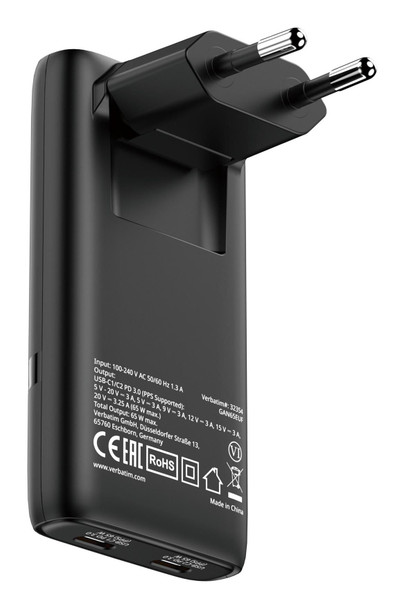 Verbatim 32354 Fold �N� Go GaN Charger 65W 32354
