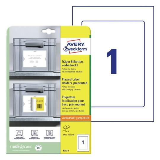 Avery 8003-5 Placard Label Holders 8003-5