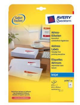 Avery J4792-25 Printer Label White J4792-25