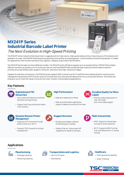TSC MX241P-A001-0002 MX241P TT Label Printer 203 MX241P-A001-0002