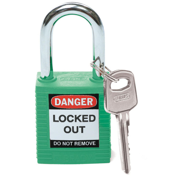 Brady SFTY PADLOCK STEEL 38MM SHA GREEN 6/PAC Safety Padlocks - Standard SFTY PADLOCK STEEL 38MM SHA GREEN 6/PAC