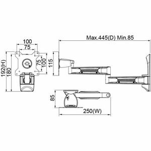 Amer Mounts AMR1WL 10 Kg 61 Cm 24" 75 X 75 Mm 100 X 100 Mm Black Stainless Steel AMR1WL