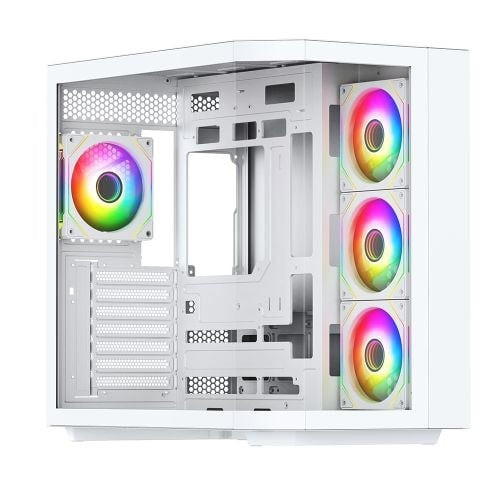 Vida Edge White ARGB Gaming Cube Case W/ Glass Side Front & Corner ATX 4x ARGB P EDGE-WHT