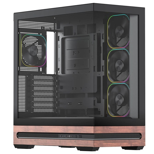 Vida Elegance Black ARGB Gaming Case W/ Glass Side & Front ATX Real Wood PSU Shr ELEGANCE-BLK