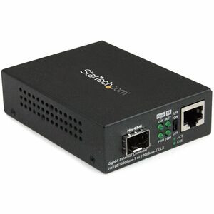 Startech Gigabit Ethernet Fiber Media Converter With Open Sfp Slot Supports 10/1 MCM1110SFP