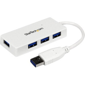 Startech Portable 4 Port Superspeed Mini Usb 3.0 Hub 5Gbps White Add Four Extern ST4300MINU3W