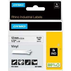 Dymo Ind Durable Vinyl Labels 12Mm X 55M. Label Colour: Black On White Labels Pe 18444