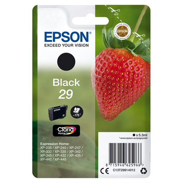 Epson Strawberry Singlepack Black 29 Claria Home Ink C13T29814012