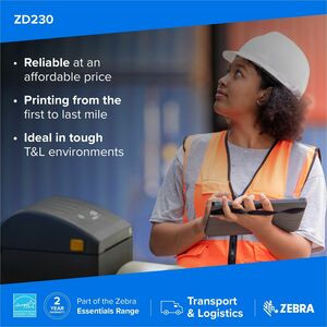 Zebra Zd230 Desktop Thermal Transfer Printer Monochrome Label/Receipt Print Ethe ZD23042-30EC00EZ