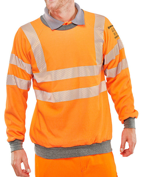 Beeswift Arc Compliant Hi-Vis Rail Spec Sweatshirt Orange Size M CARC56ORM