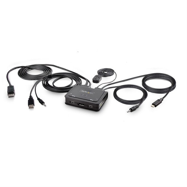 StarTech.com 2-Port Hybrid USB-C DisplayPort Cable KVM Switch 4K 60Hz Compact KV C2-D46-UAC-CBL-KVM