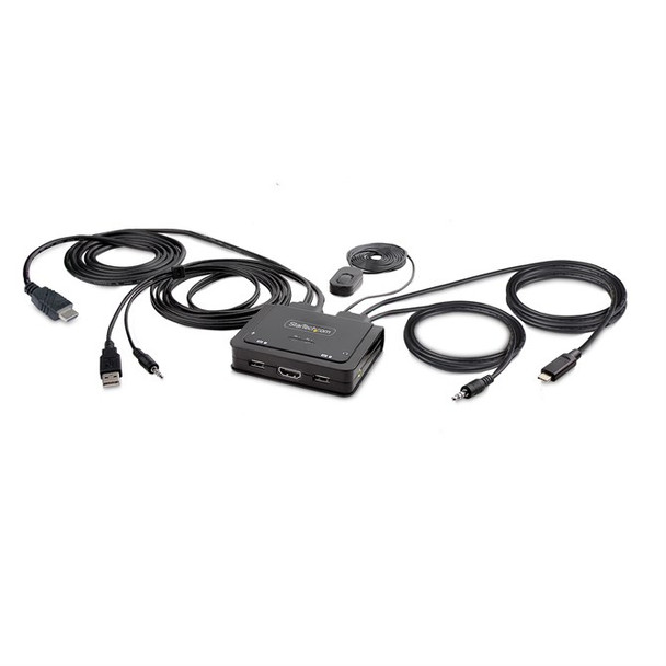 StarTech.com 2-Port Hybrid USB-C HDMI Cable KVM Switch 4K 60Hz Compact KVM with C2-H46-UAC-CBL-KVM