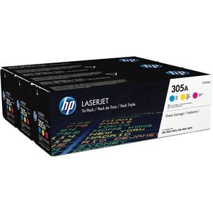 Hp 305A Cym CF370AM Original Laser Toner Cartridge Tri-Pack Cyan Magenta Yellow CF370AM