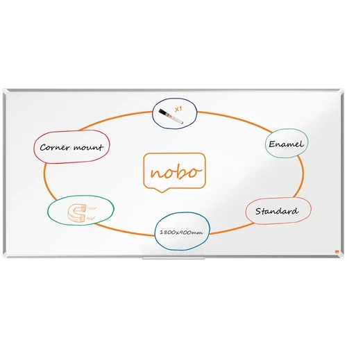 Nobo Premium Plus Enamel Magnetic Whiteboard 1800x900mm 1915148 1915148