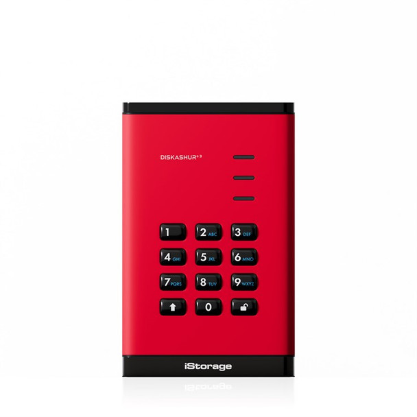 iStorage diskAshur3 SSD 256-bit 16TB - Red IS-DA3-256-SSD-16000-R