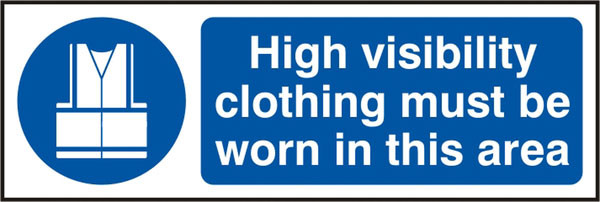 Hi Vis Clothing Must Be Worn In This Area Rigid Pvs Sign White/Blue Size 300X100 BSS11689N