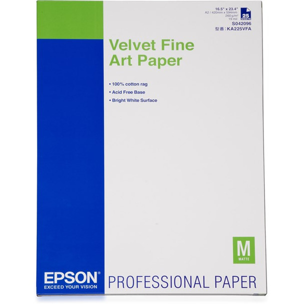 Epson Velvet Fine Art Paper DIN A2 260g/m? 25 Sheets C13S042096
