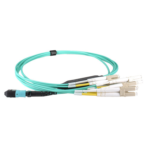 Cablenet 3m OM4 BASE-12 MPO Female to 4 x LC DX Breakout Aqua CPR Cable Method B MPO-12BO4LC3
