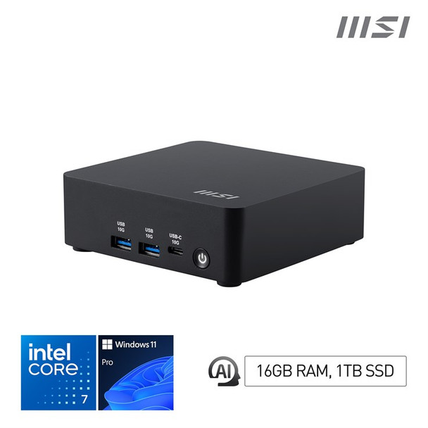 MSI Cubi NUC AI 1UMG Intel Core Ultra 7 155H Desktop PC NUC SFF Mini Computer HT Cubi NUC AI 1UMG i7 155H FS 16GB 1TB W11P