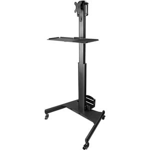 Startech Mobile Standing Workstation With Monitor Mount Cpu/Pc Holder Height Adj WKSTNCART
