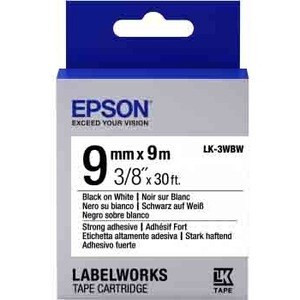 Epson Lk-3Wbw Label Tape 9 Mm Width Rectangle Thermal Transfer White C53S653007