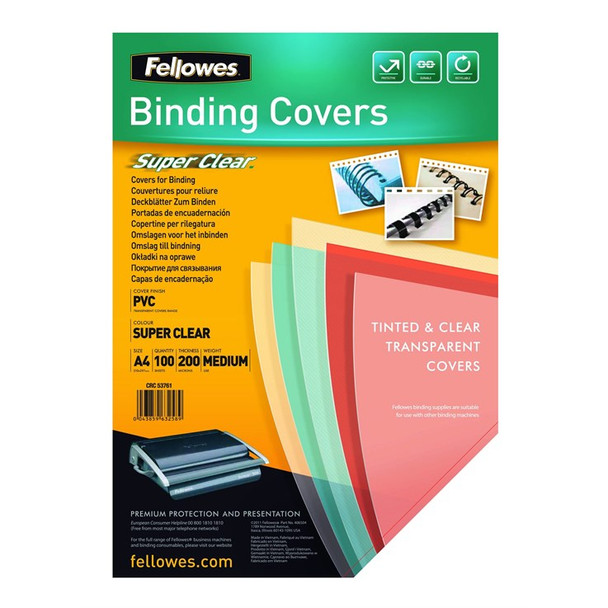 Fellowes 5376001 binding cover A4 PVC Transparent 100 pcs 5376001