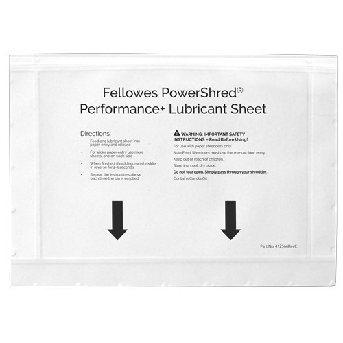 Fellowes 4025601 paper shredder accessory Lubricant sheets 10 pcs 4025601