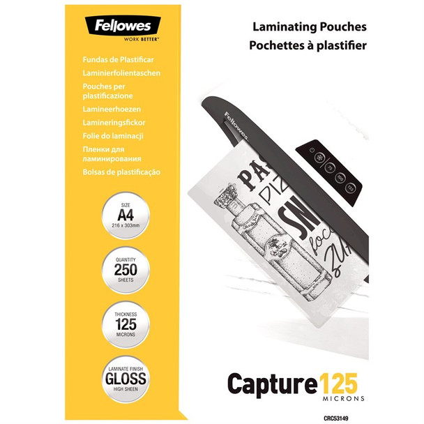 Fellowes A4 Glossy 125 Micron Laminating Pouch Value Pack 5314903