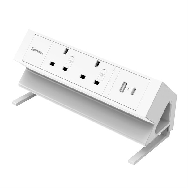 Fellowes Power Desk 2 Socket with 2 Power Sockets 1 USB-A & USB-C Ports White 100137181