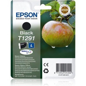 Epson Apple Singlepack Black T1291 Durabrite Ultra Ink. Black Ink Type: Pigment- C13T12914012