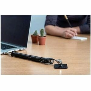 Compulocks Dual Head Coiled T-Bar Security Keyed Cable Lock. Product Colour: Bla CL02H