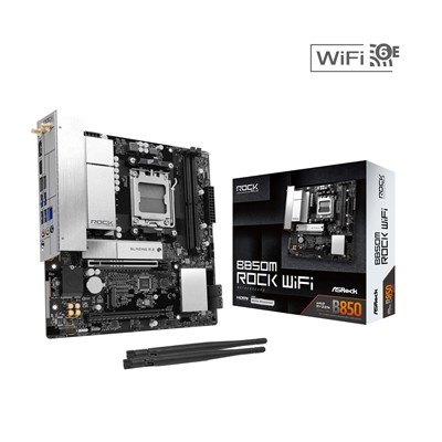 Asrock B850M ROCK WIFI Amd Am5 Socket Motherboard Micro-Atx 2X Ddr5 Slots 2X M.2 B850M ROCK WIFI