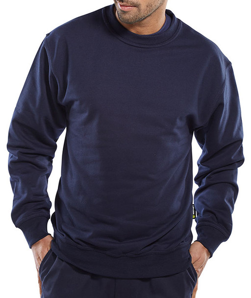 Beeswift Polycotton Sweatshirt Navy Blue Size L CLPCSNL