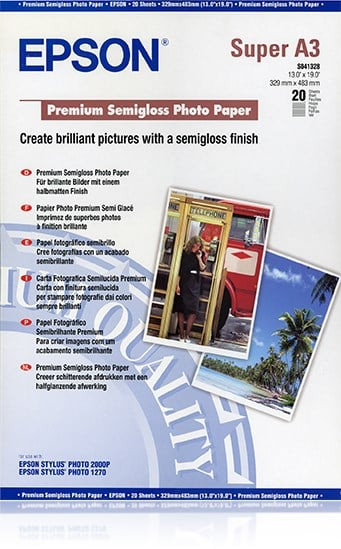 Epson Premium Semigloss Photo Paper DIN A3+ 250g/m? 20 Sheets C13S041328