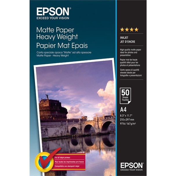 Epson Matte Paper Heavy Weight - A4 - 50 Sheets C13S041256