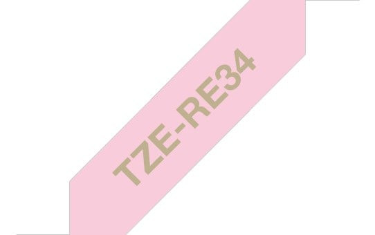 Brother TZE-RE34 label-making tape Gold on Pink TZERE34