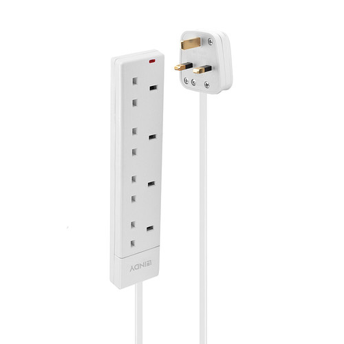 Lindy 2M 4-Way  Mains Power Extension White 4 Ac OutletS 250 V 50 Hz 13 A 3000 70145