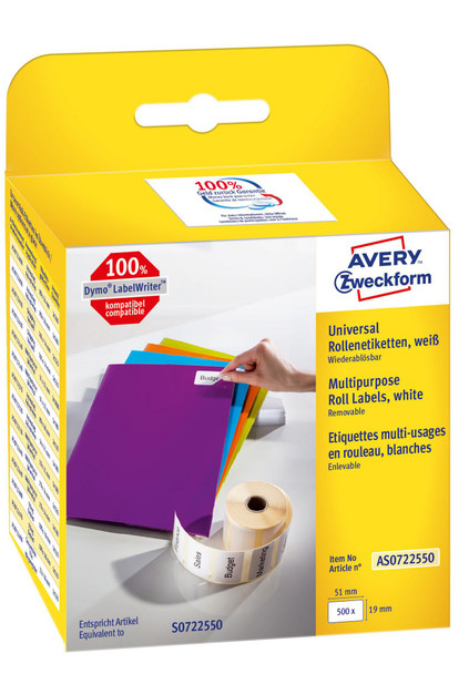 Avery AS0722550 Self-Adhesive Label Rectangle AS0722550