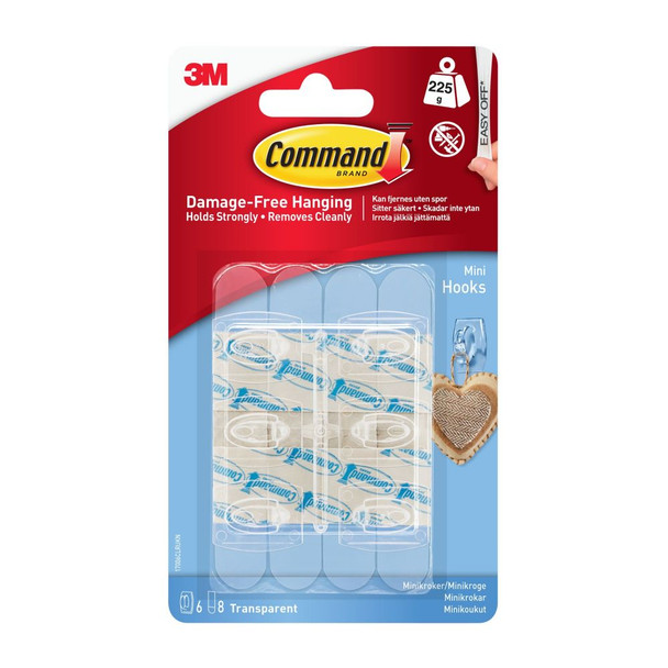 Command Mini Hook Clear 6 Hooks+8 Strips 7100352159