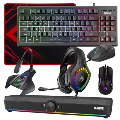 Marvo Scorpion 6-Product Gaming & Streaming Bundle Featuring 80% Tkl Multimedia KEMAR-GAMING25