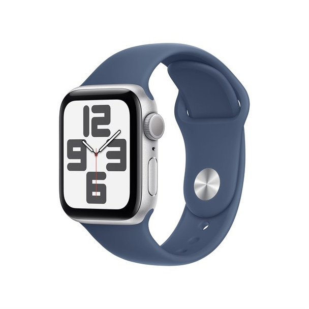 Apple Watch SE GPS 40mm Silver Aluminium Case with Denim Sport Band - S/M MXEC3QA/A