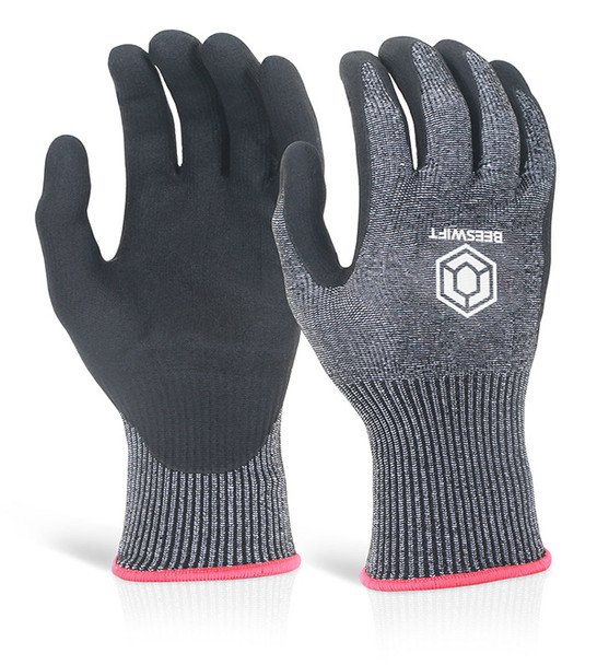 Beeswift Micro Foam Nitrile Cut Level 5 Gloves Black Size XL KS5XL