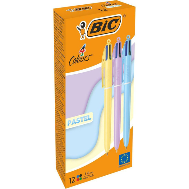Bic Pack of 12 Assorted Colour Pastel Ballpoint Pen 1.0mm Tip 517320