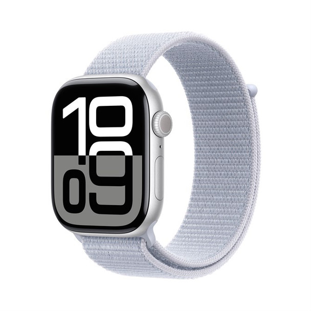 Apple Watch Series 10 GPS 46mm Silver Aluminium Case with Blue Cloud Sport Loop MWWN3QA/A