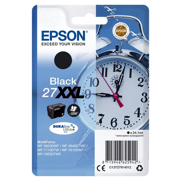 Epson Alarm clock Singlepack Black 27XXL DURABrite Ultra Ink C13T27914012