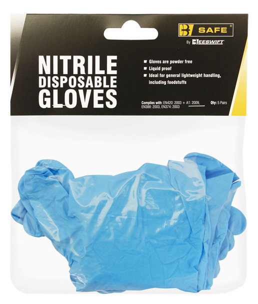 Nitrile Disposable Glove Pack Of 5 Pairs Blue Size XL BS055XL